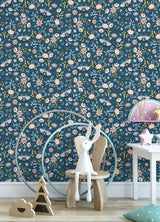 York Zev Blue Butterfly Wallpaper