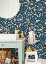 York Zev Blue Butterfly Wallpaper