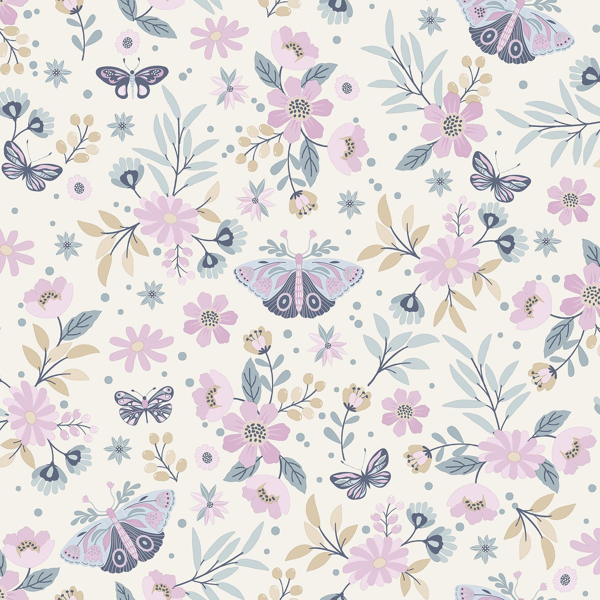 York Zev Pink Butterfly Wallpaper