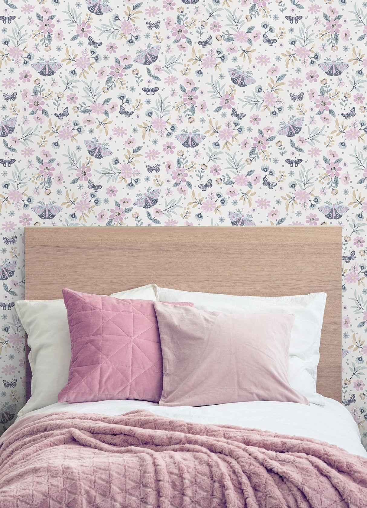 York Zev Pink Butterfly Wallpaper