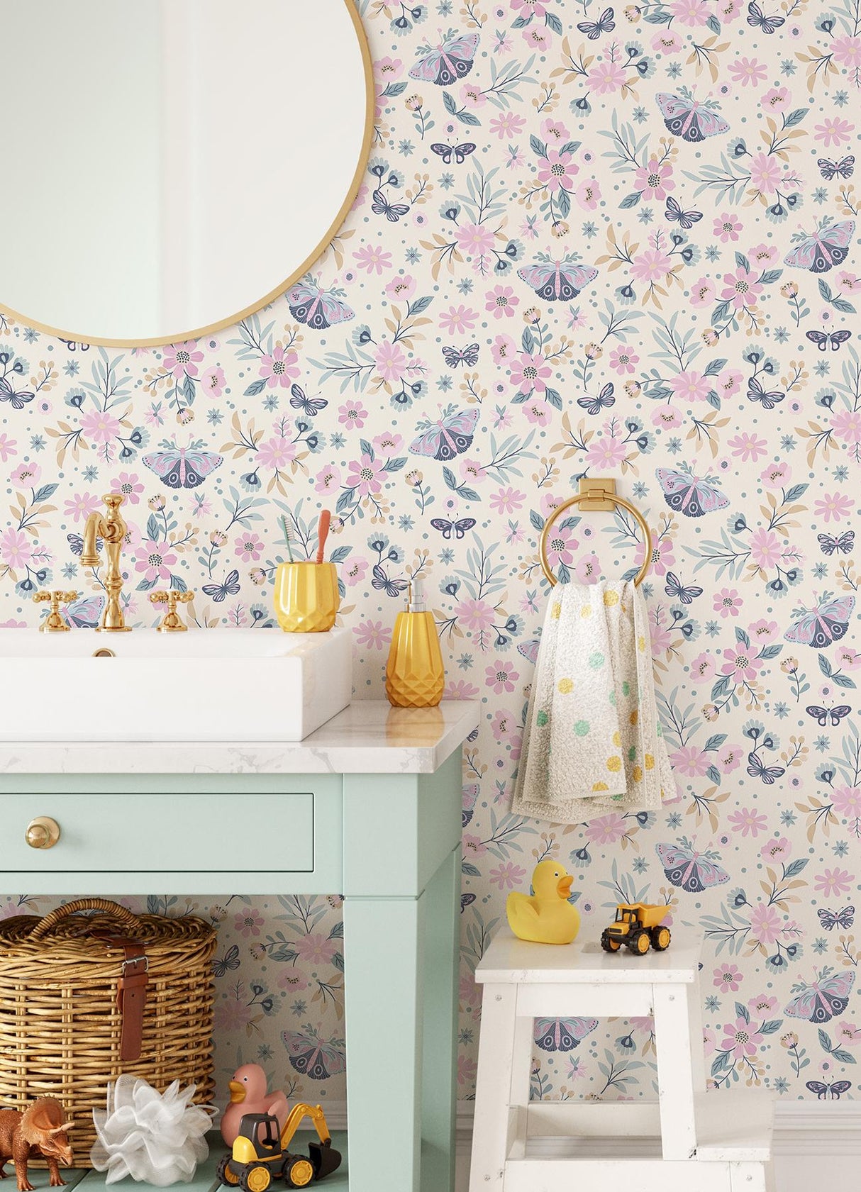 York Zev Pink Butterfly Wallpaper