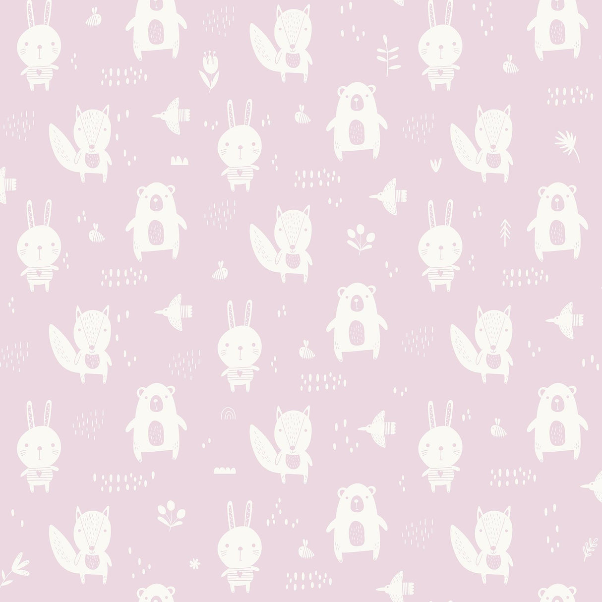 York Bitsy Pink Woodland Wallpaper