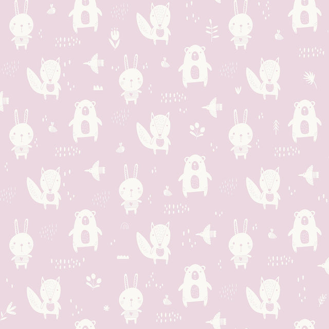 York Bitsy Pink Woodland Wallpaper