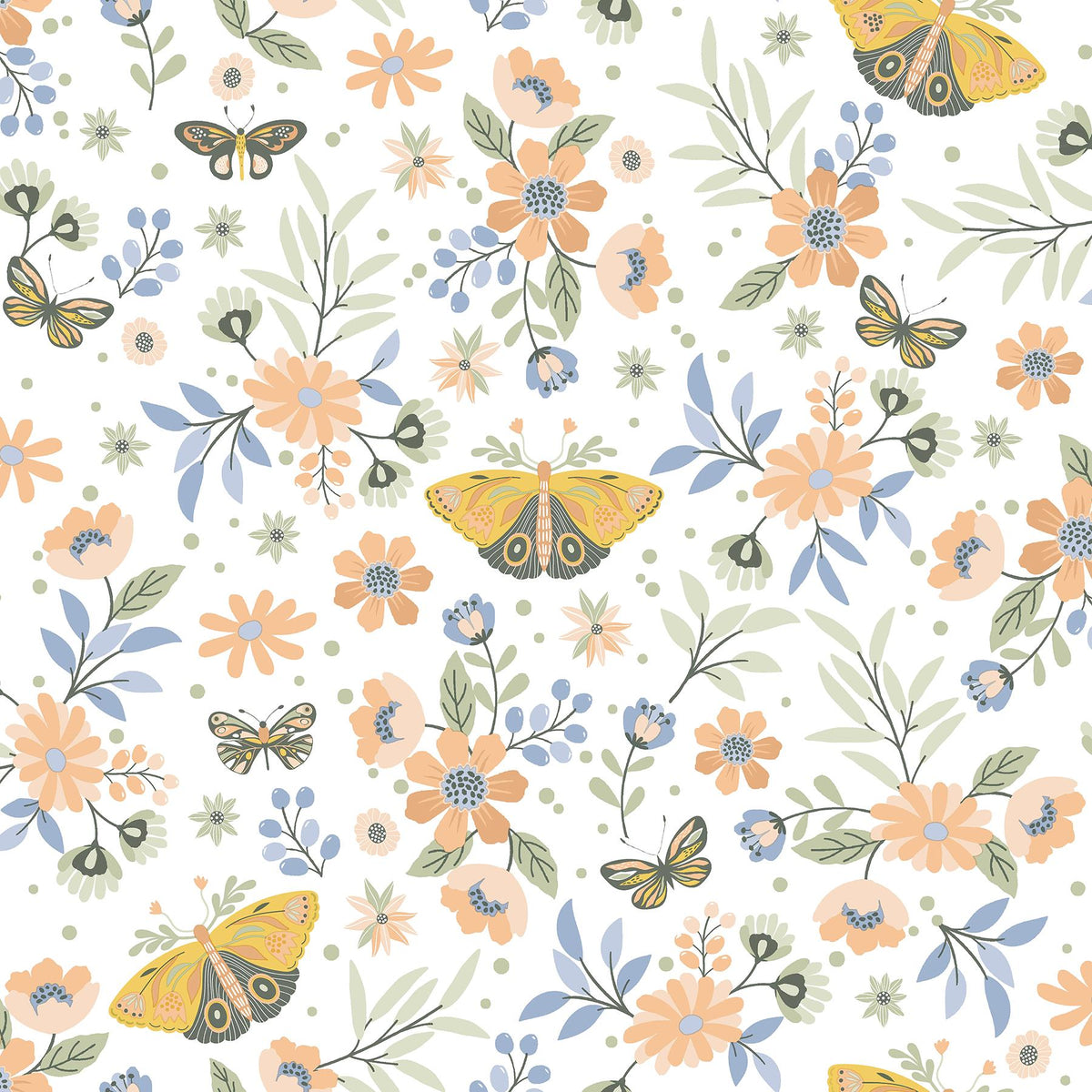 York Zev Coral Butterfly Wallpaper