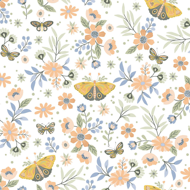 York Zev Coral Butterfly Wallpaper