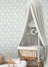 York Bitsy Mint Woodland Wallpaper