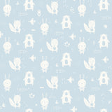 York Bitsy Sky Blue Woodland Wallpaper