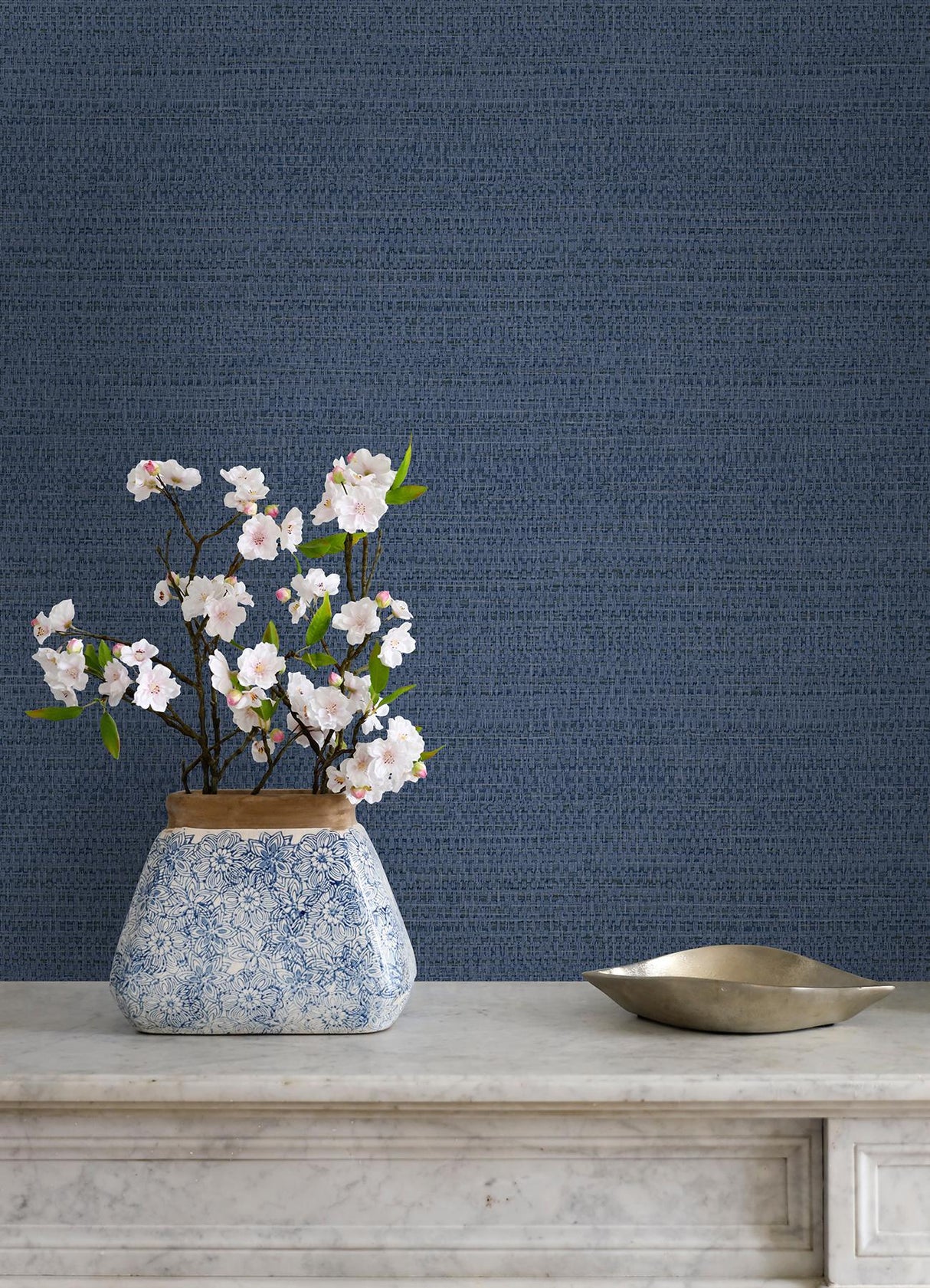 York Balantine Navy Weave Wallpaper