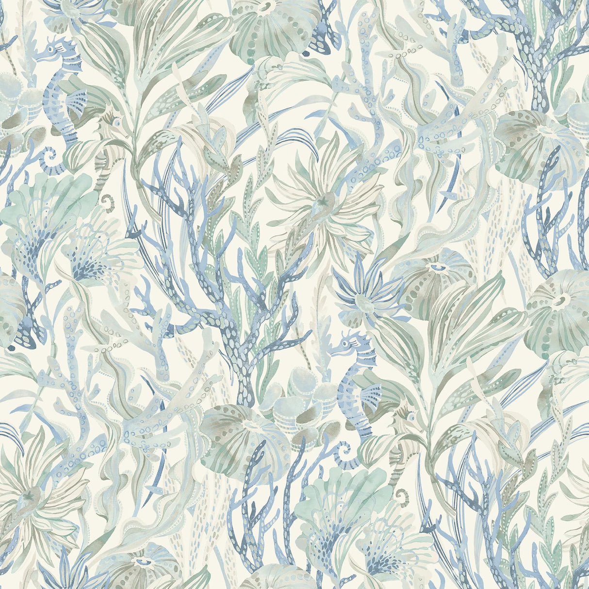 York Kelp Garden Light Blue Tropical Reef Wallpaper
