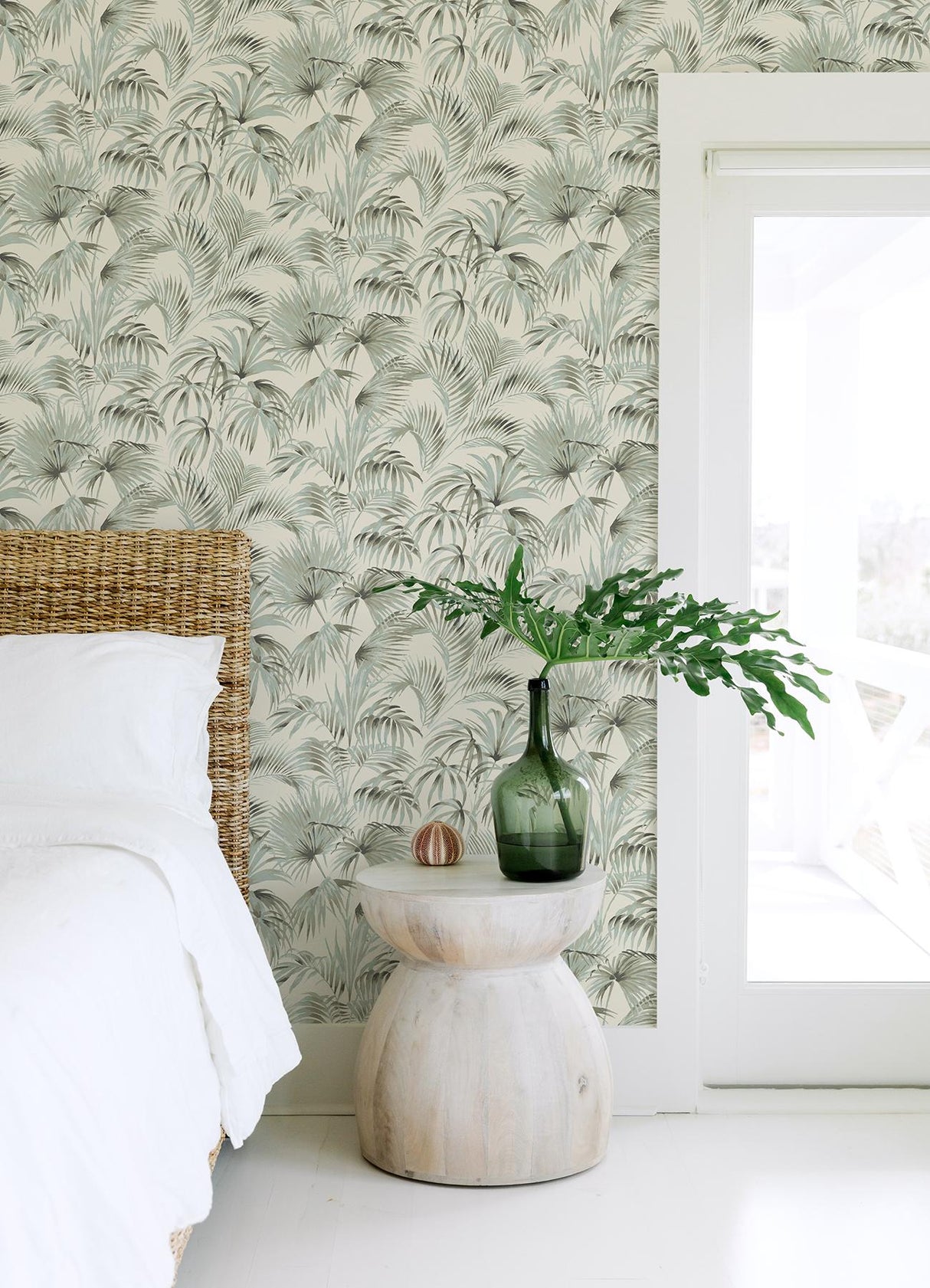 York Manaus Aqua Palm Frond Wallpaper