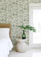 York Manaus Aqua Palm Frond Wallpaper