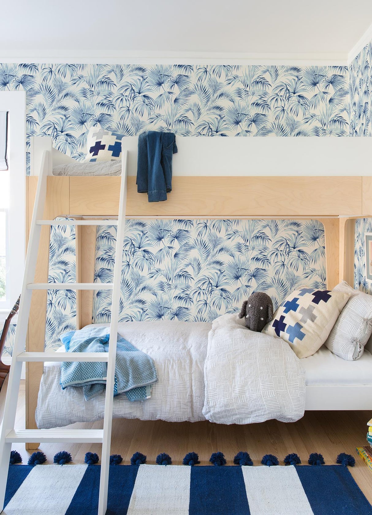 York Manaus Blue Palm Frond Wallpaper