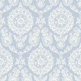 York Helm Damask Light Blue Floral Medallion Wallpaper