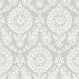 York Helm Damask Taupe Floral Medallion Wallpaper