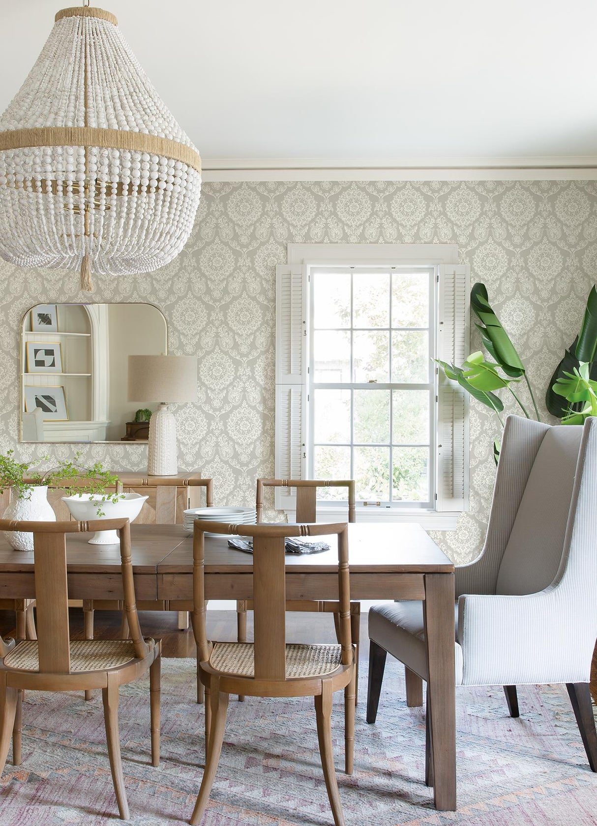 York Helm Damask Taupe Floral Medallion Wallpaper