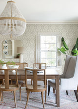 York Helm Damask Taupe Floral Medallion Wallpaper