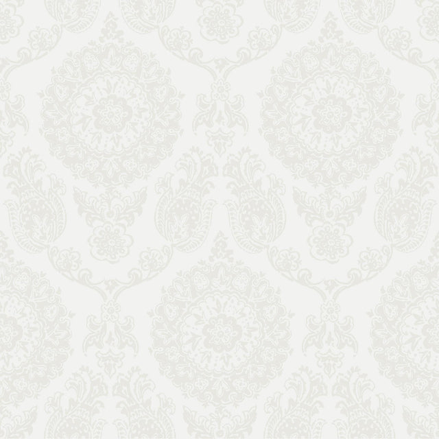 York Helm Damask White Floral Medallion Wallpaper