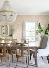 York Helm Damask Blush Floral Medallion Wallpaper
