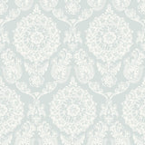 York Helm Damask Aqua Floral Medallion Wallpaper