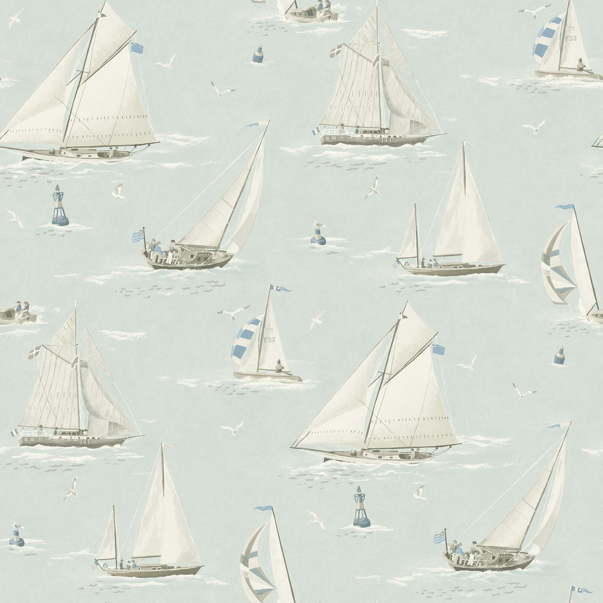 York Leeward Aqua Sailboat Wallpaper