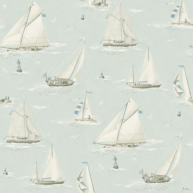 York Leeward Aqua Sailboat Wallpaper