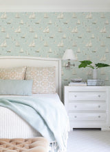 York Leeward Aqua Sailboat Wallpaper