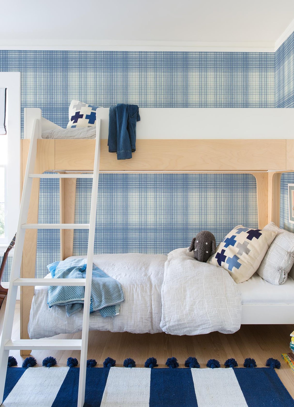 York Madras Blue Plaid Wallpaper