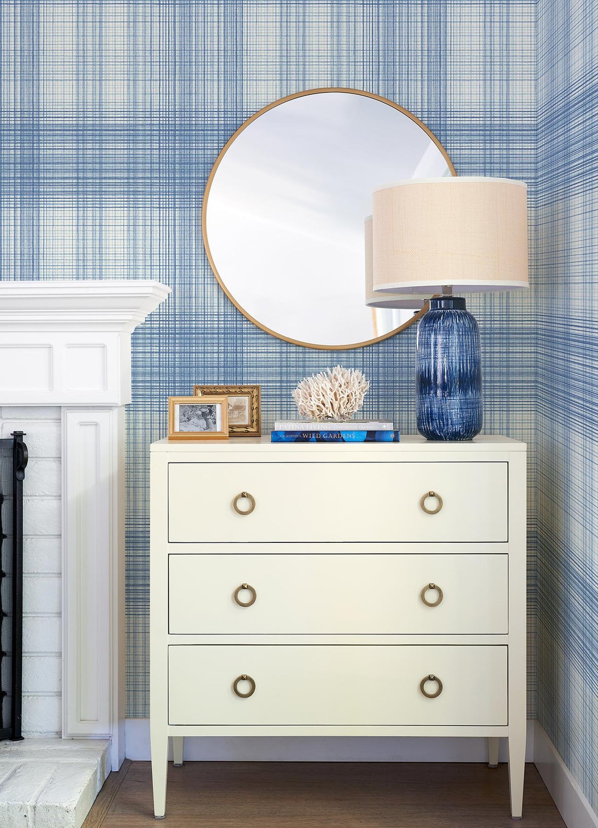 York Madras Blue Plaid Wallpaper