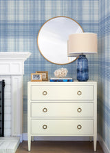 York Madras Blue Plaid Wallpaper