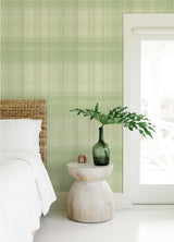 York Madras Green Plaid Wallpaper