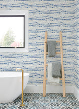 York Rannell Navy Abstract Scallop Wallpaper
