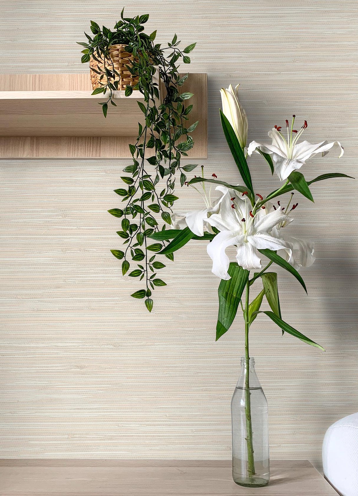 York Grassweave Peach Imitation Grasscloth Wallpaper