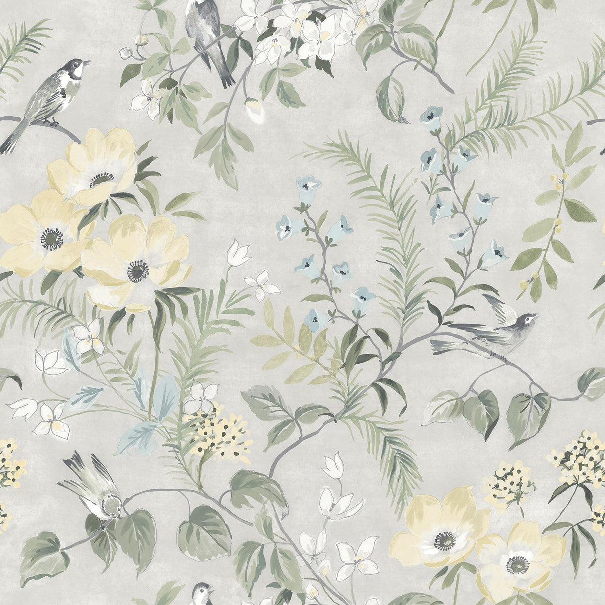 York Frederique Grey Bloom Wallpaper