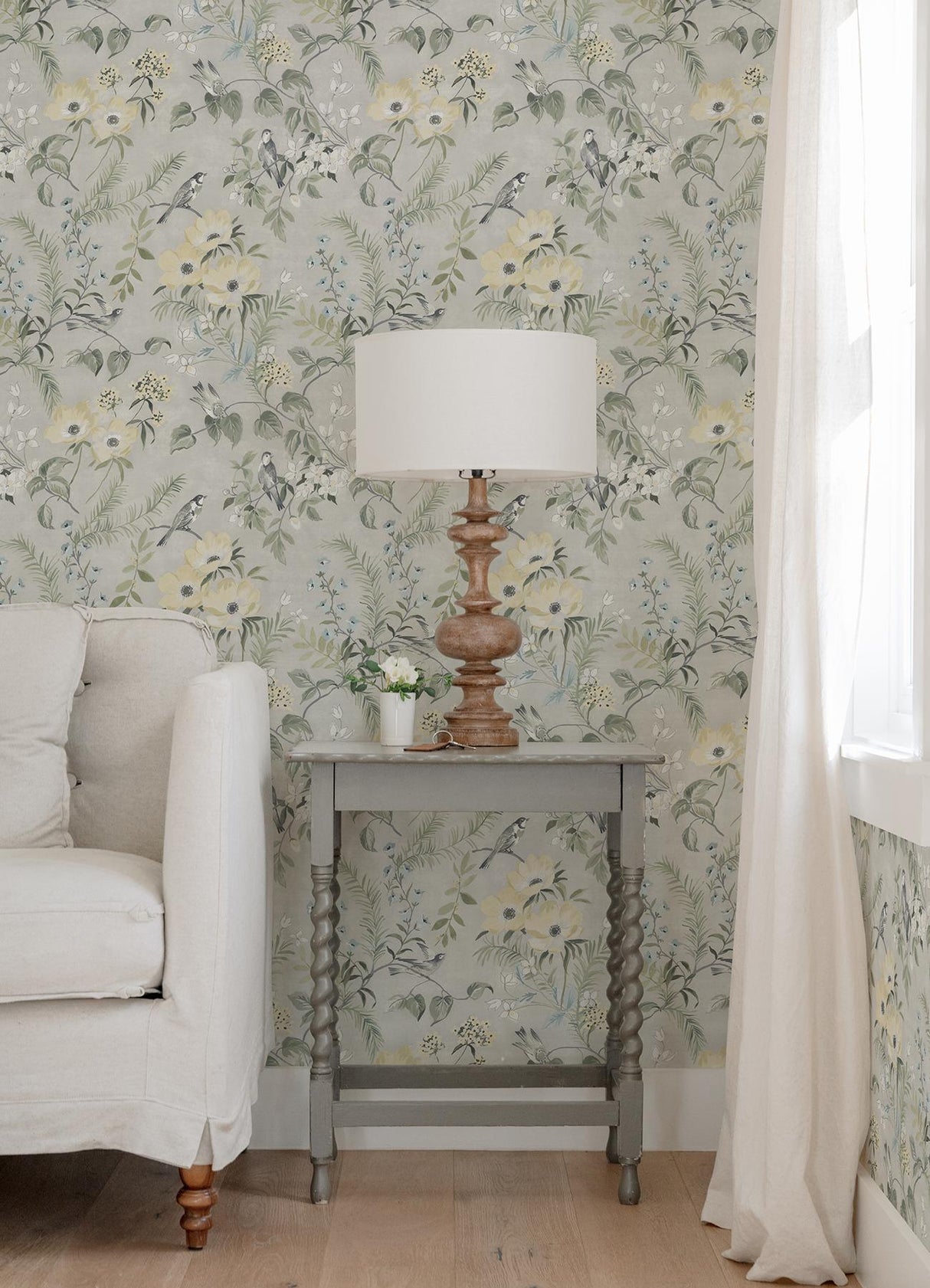 York Frederique Grey Bloom Wallpaper