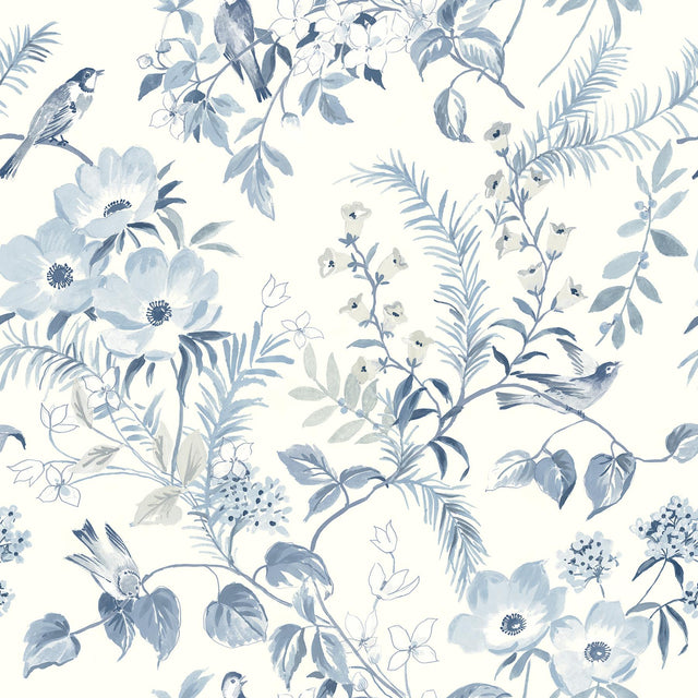 York Frederique Blue Floral Wallpaper