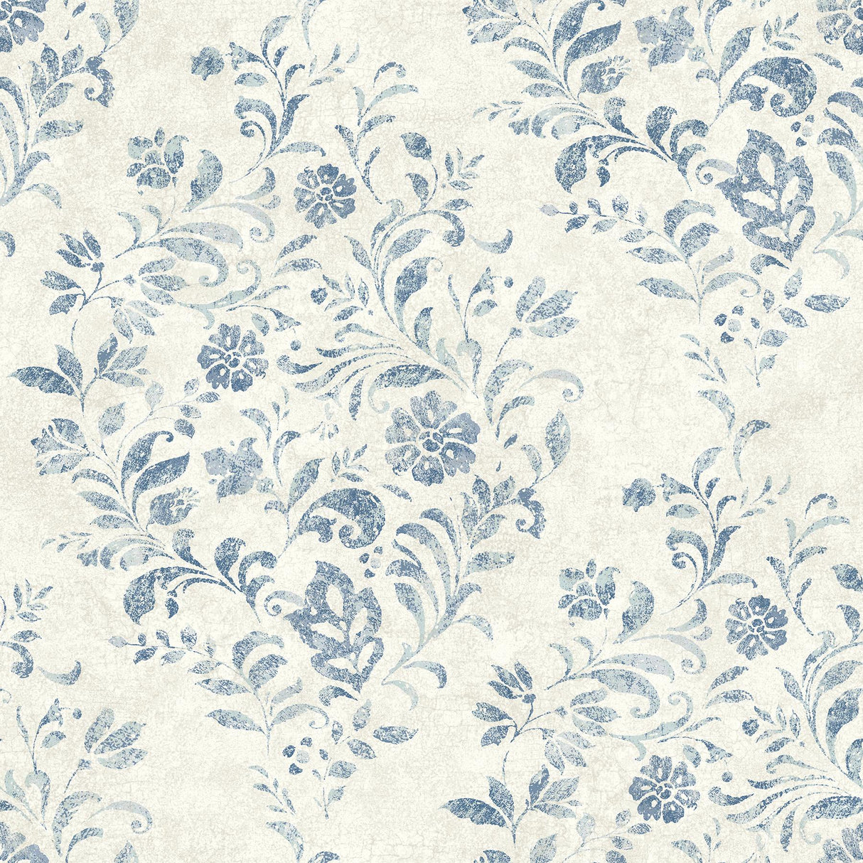York Isidore Blue Scroll Wallpaper