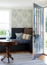 York Isidore Blue Scroll Wallpaper