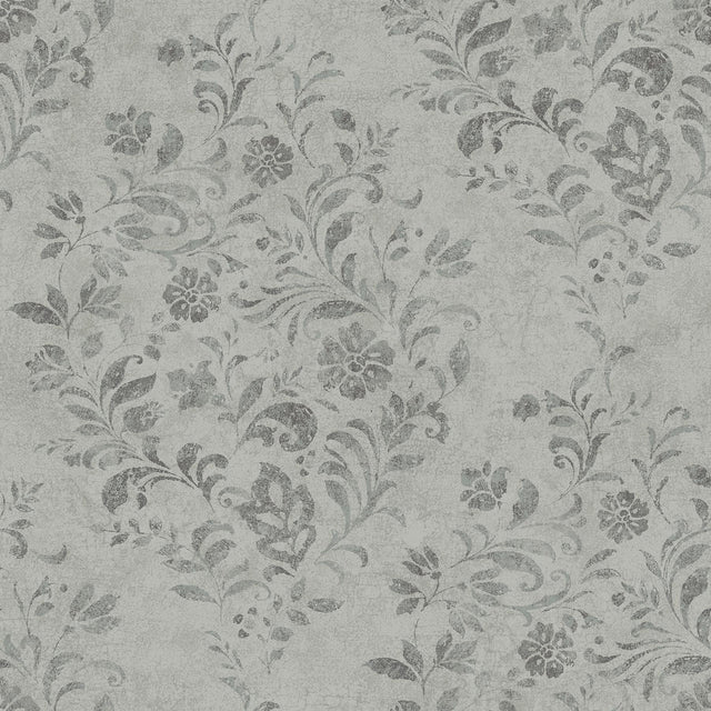 York Isidore Grey Scroll Wallpaper