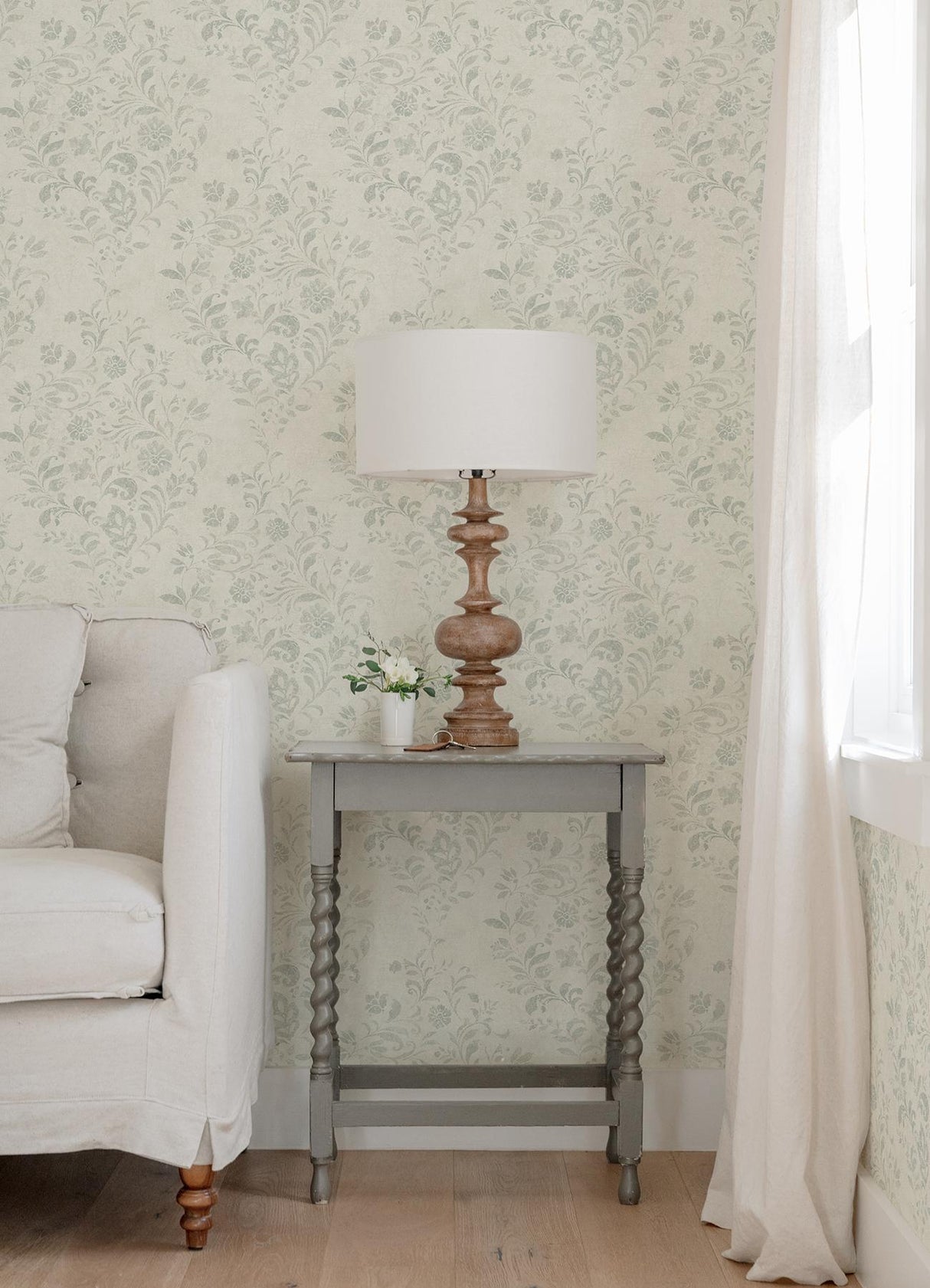 York Isidore Aqua Scroll Wallpaper