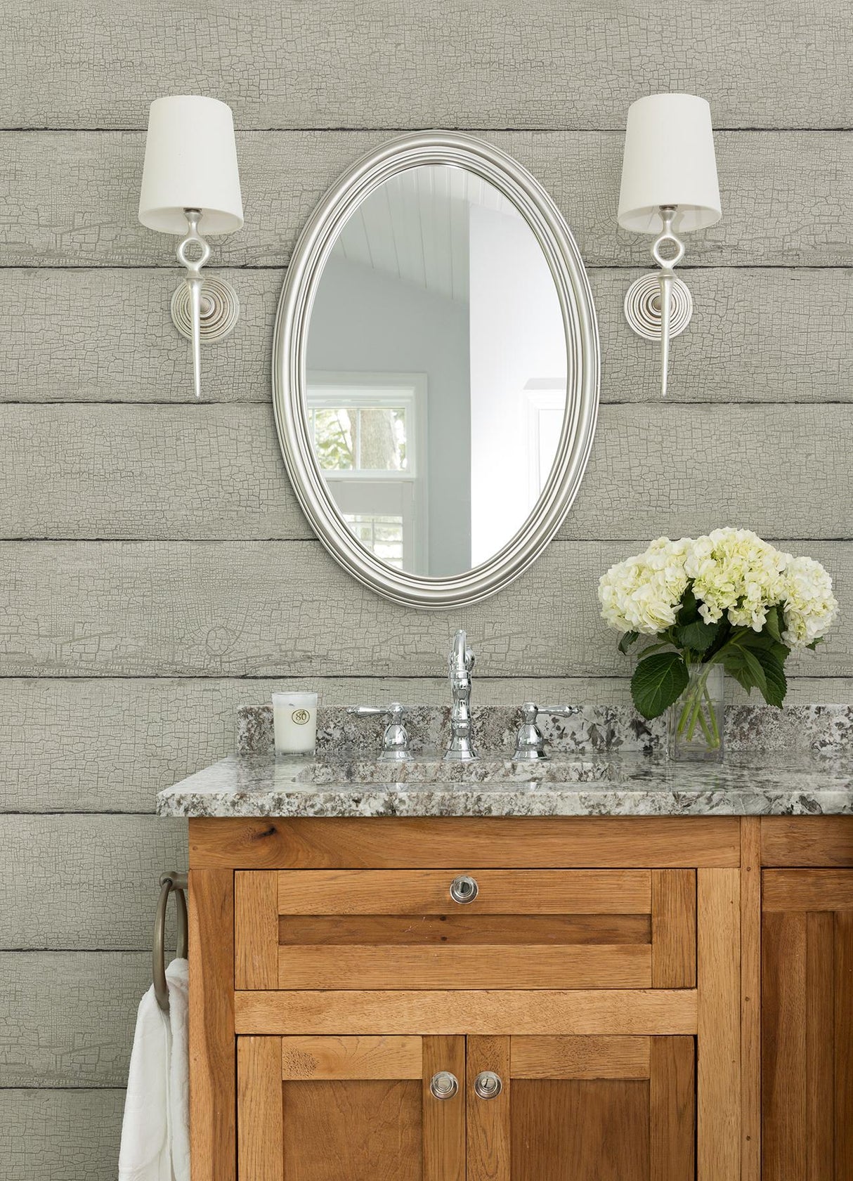 York Morgan Grey Distressed Wood Wallpaper