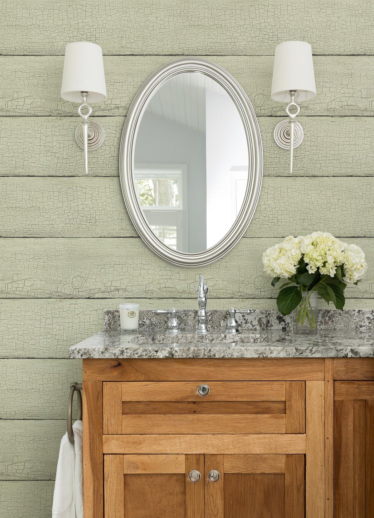 York Morgan Mint Distressed Wood Wallpaper