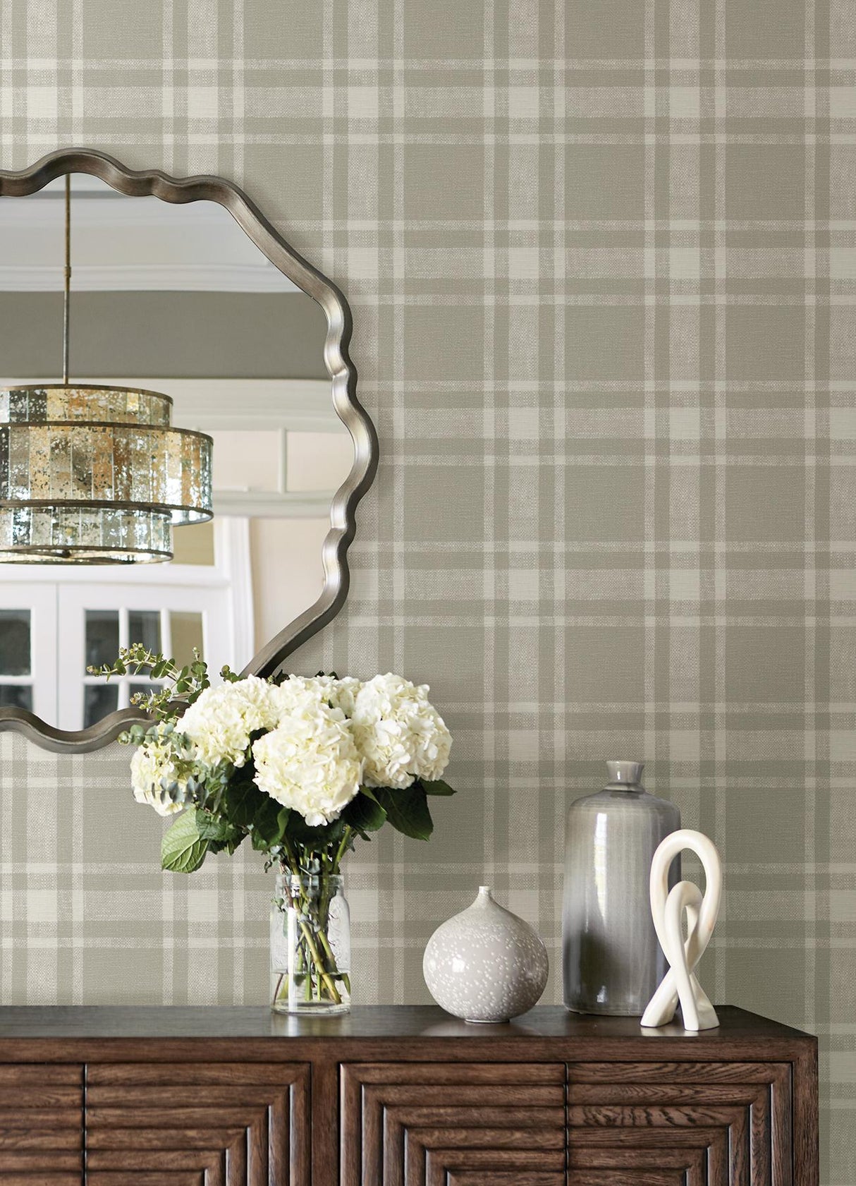York Antoine Taupe Flannel Wallpaper