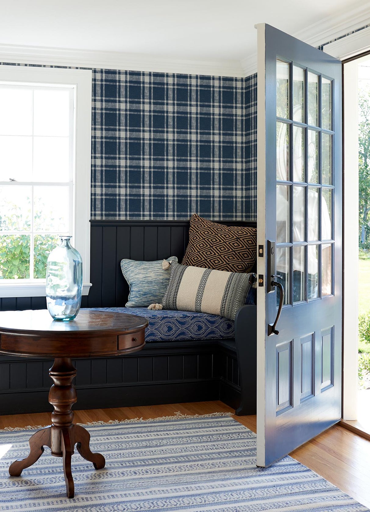 York Antoine Dark Blue Flannel Wallpaper