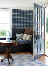 York Antoine Dark Blue Flannel Wallpaper