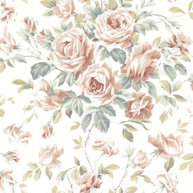 York Manon Blush Rose Stitch Wallpaper