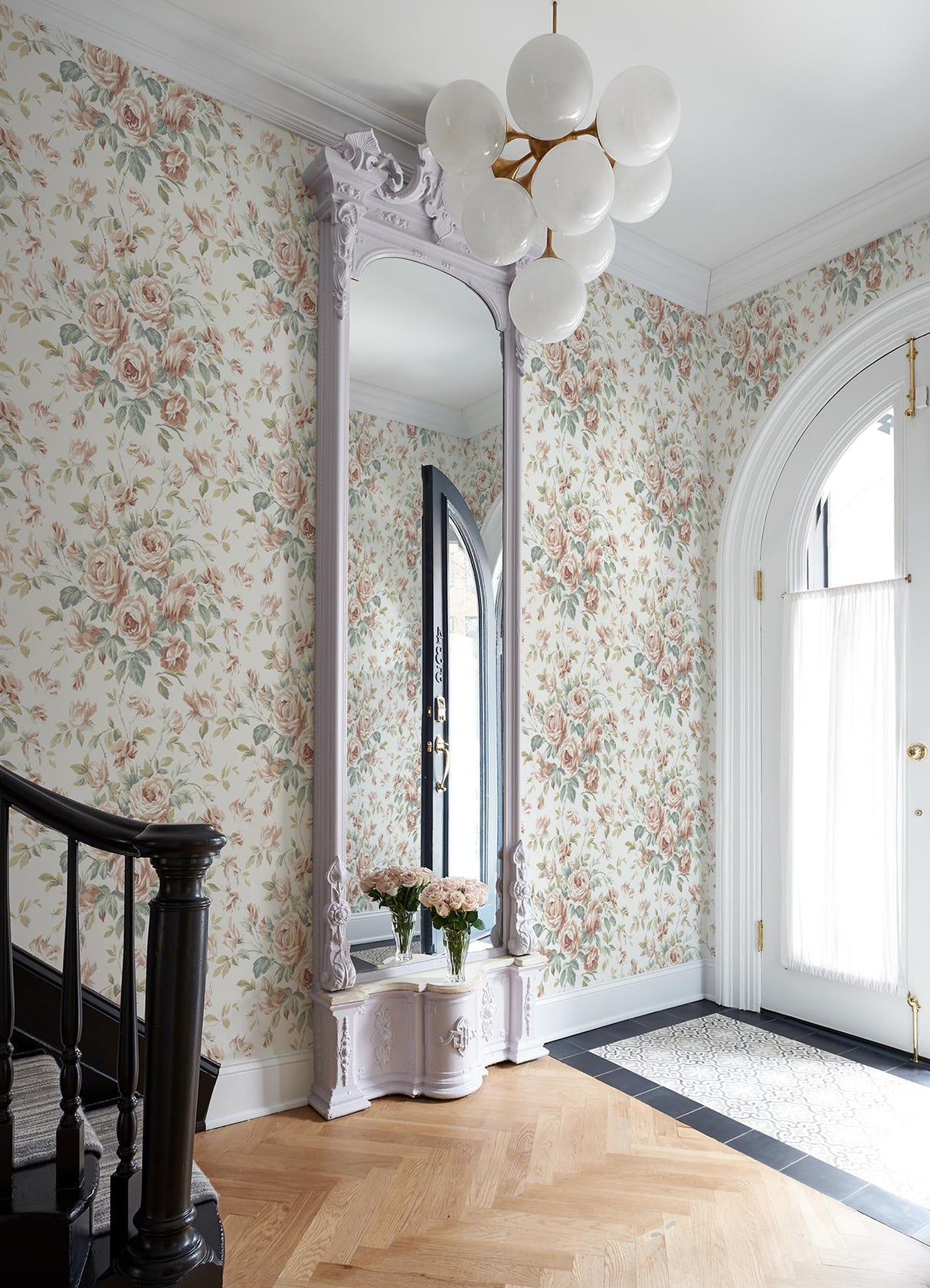York Manon Blush Rose Stitch Wallpaper