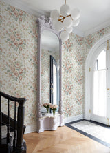 York Manon Blush Rose Stitch Wallpaper