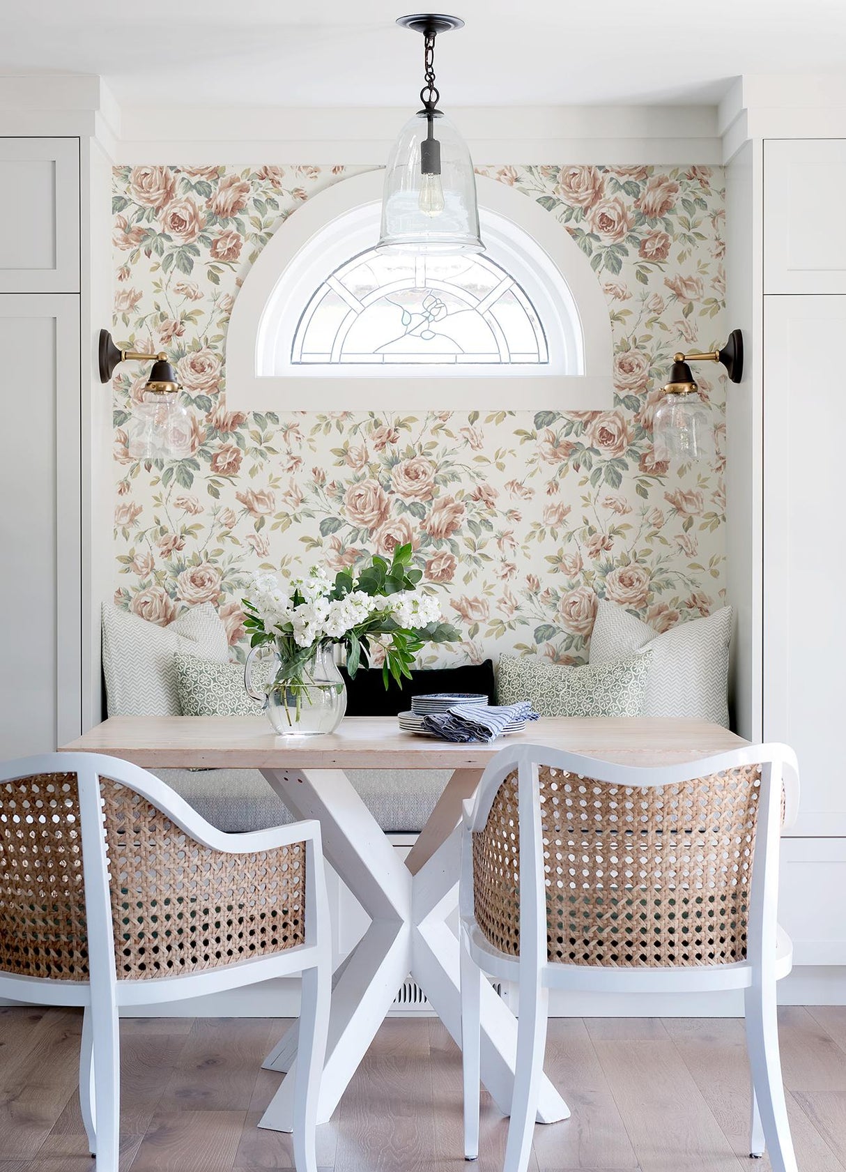 York Manon Blush Rose Stitch Wallpaper