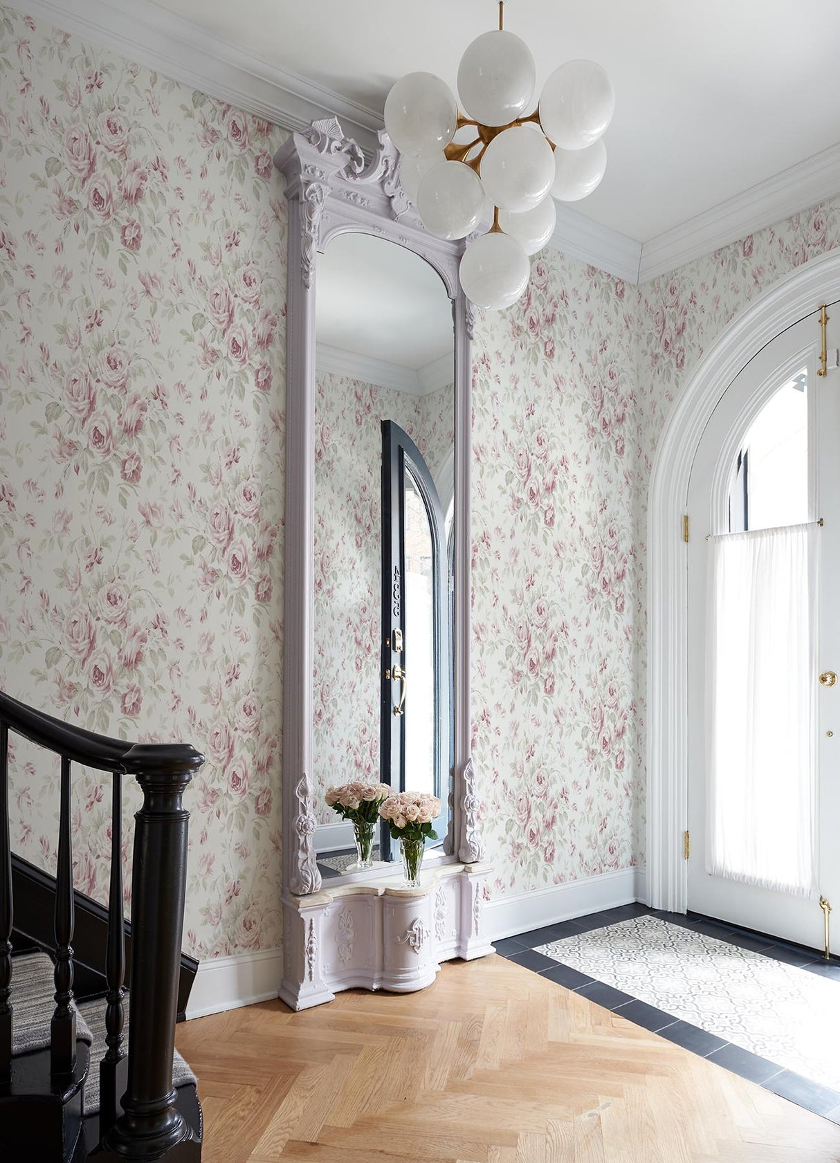 York Manon Pink Rose Stitch Wallpaper