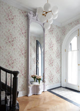 York Manon Pink Rose Stitch Wallpaper